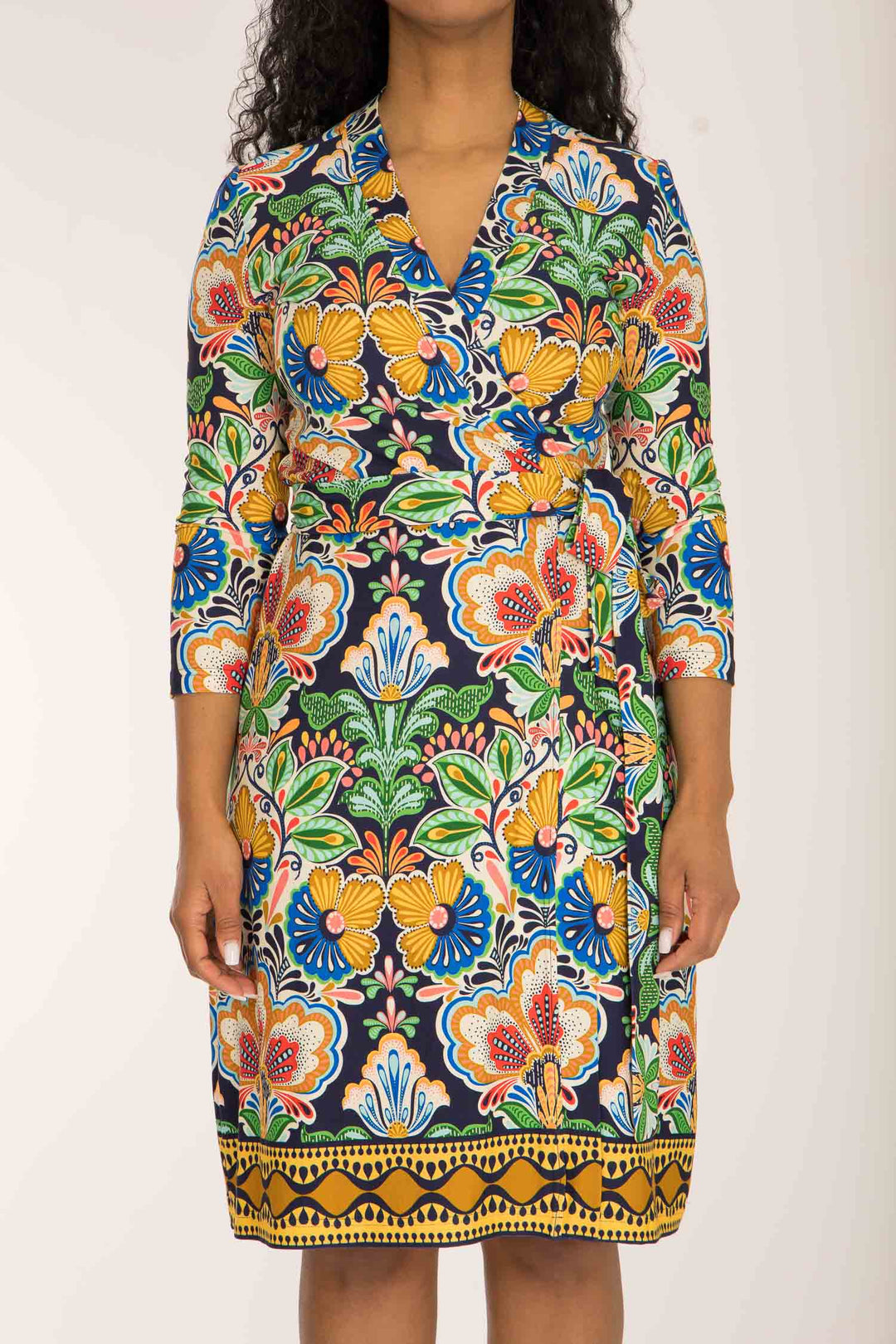 Slim wrap short jersey dress - Navy folklore