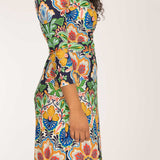 Slim wrap short jersey dress - Navy folklore