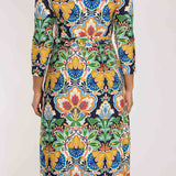 Slim wrap midi jersey dress - Navy folklore