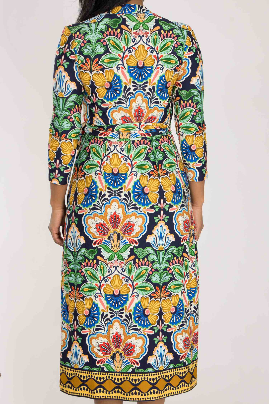 Slim wrap midi jersey dress - Navy folklore