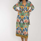 Slim wrap midi jersey dress - Navy folklore