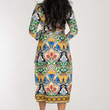 Slim wrap midi jersey dress - Navy folklore