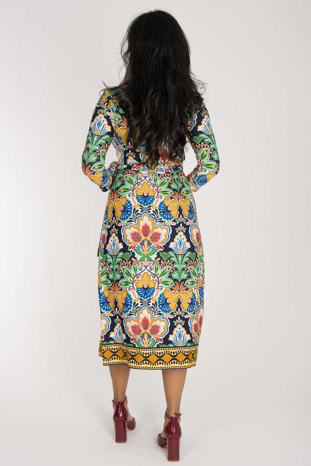 Slim wrap midi jersey dress - Navy folklore