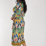 Slim wrap midi jersey dress - Navy folklore
