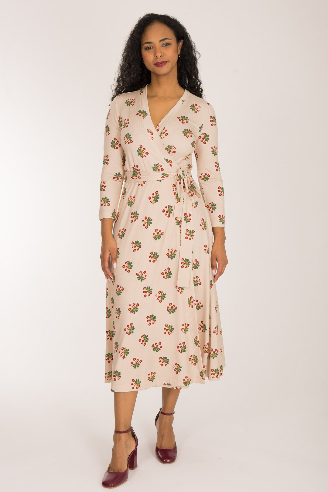 Bestie wrap midi jersey dress - Beige