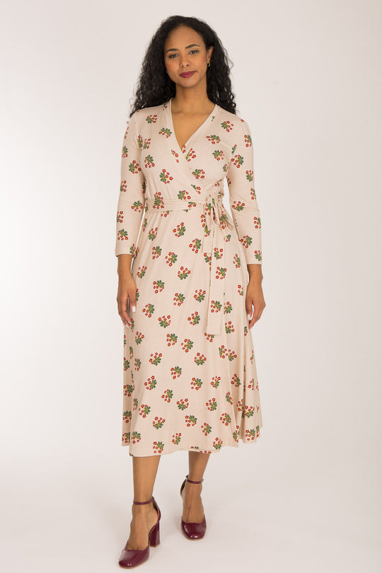 Bestie wrap midi jersey dress - Beige
