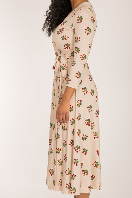 Bestie wrap midi jersey dress - Beige