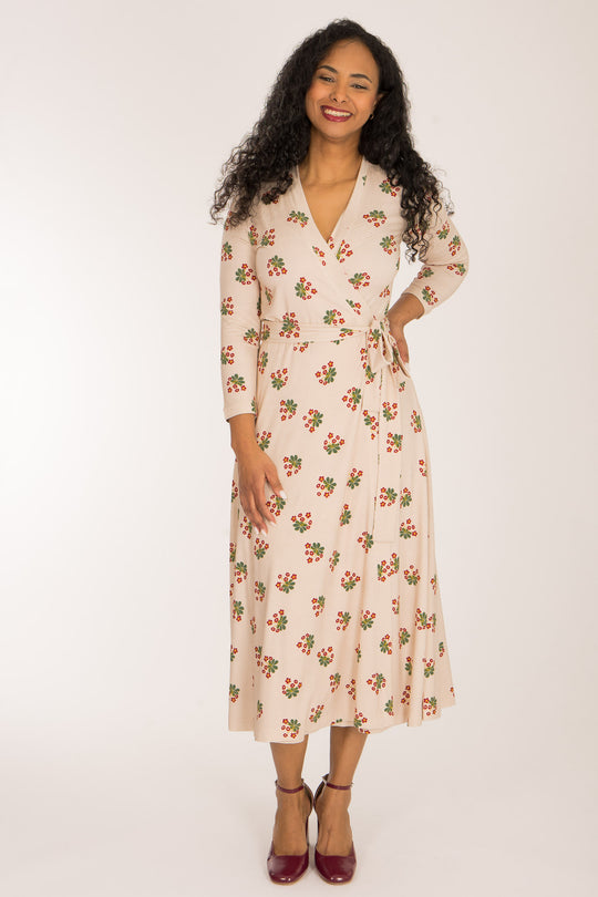 Bestie wrap midi jersey dress - Beige