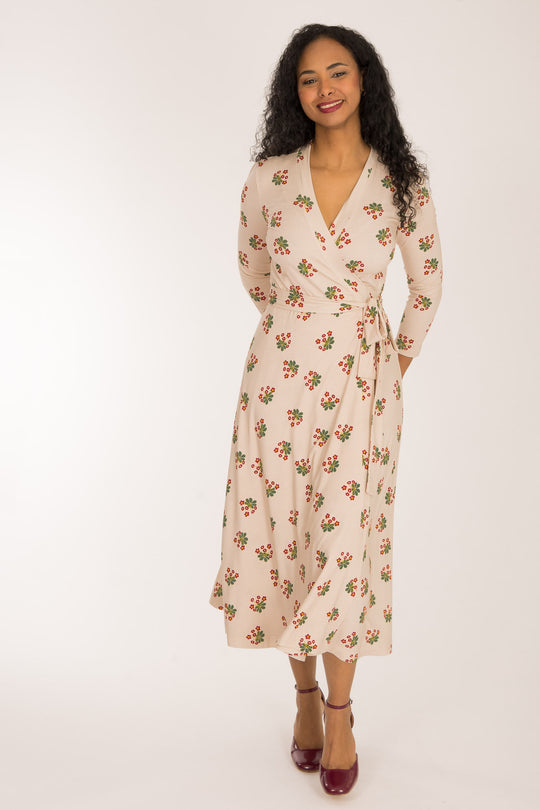 Bestie wrap midi jersey dress - Beige