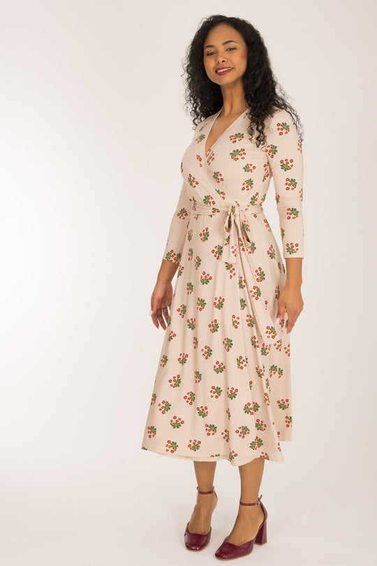 Bestie wrap midi jersey dress - Beige