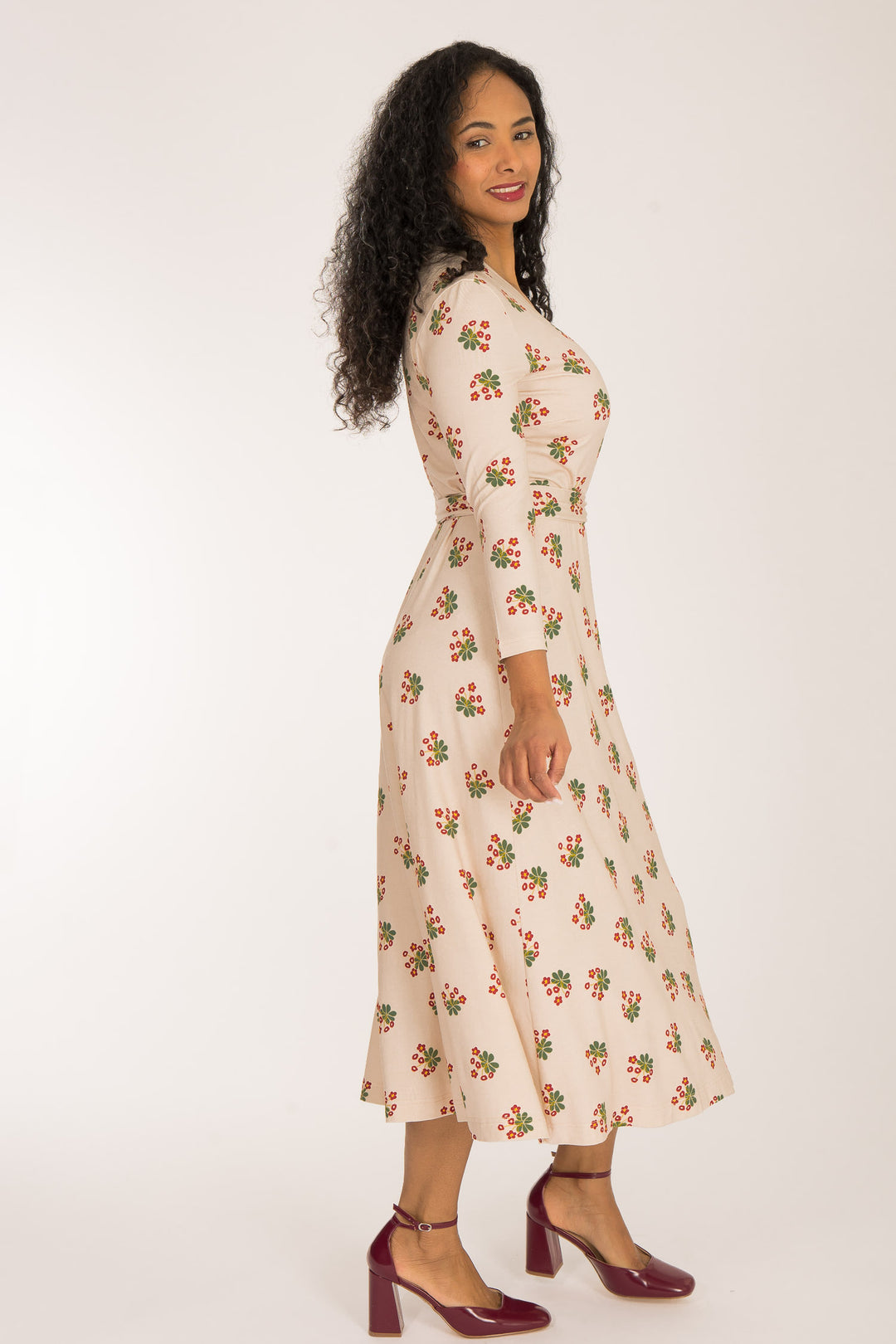 Bestie wrap midi jersey dress - Beige