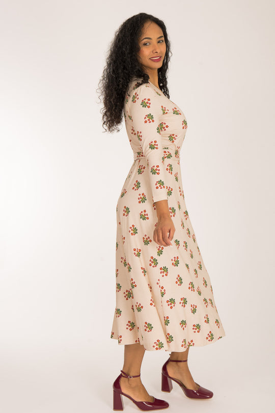 Bestie wrap midi jersey dress - Beige