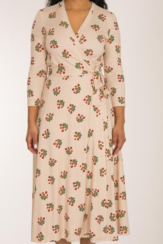 Bestie wrap midi jersey dress - Beige
