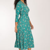 Bestie wrap midi jersey dress - Turquoise