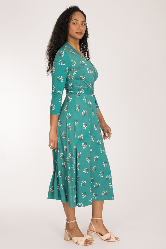 Bestie wrap midi jersey dress - Turquoise