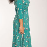 Bestie wrap midi jersey dress - Turquoise