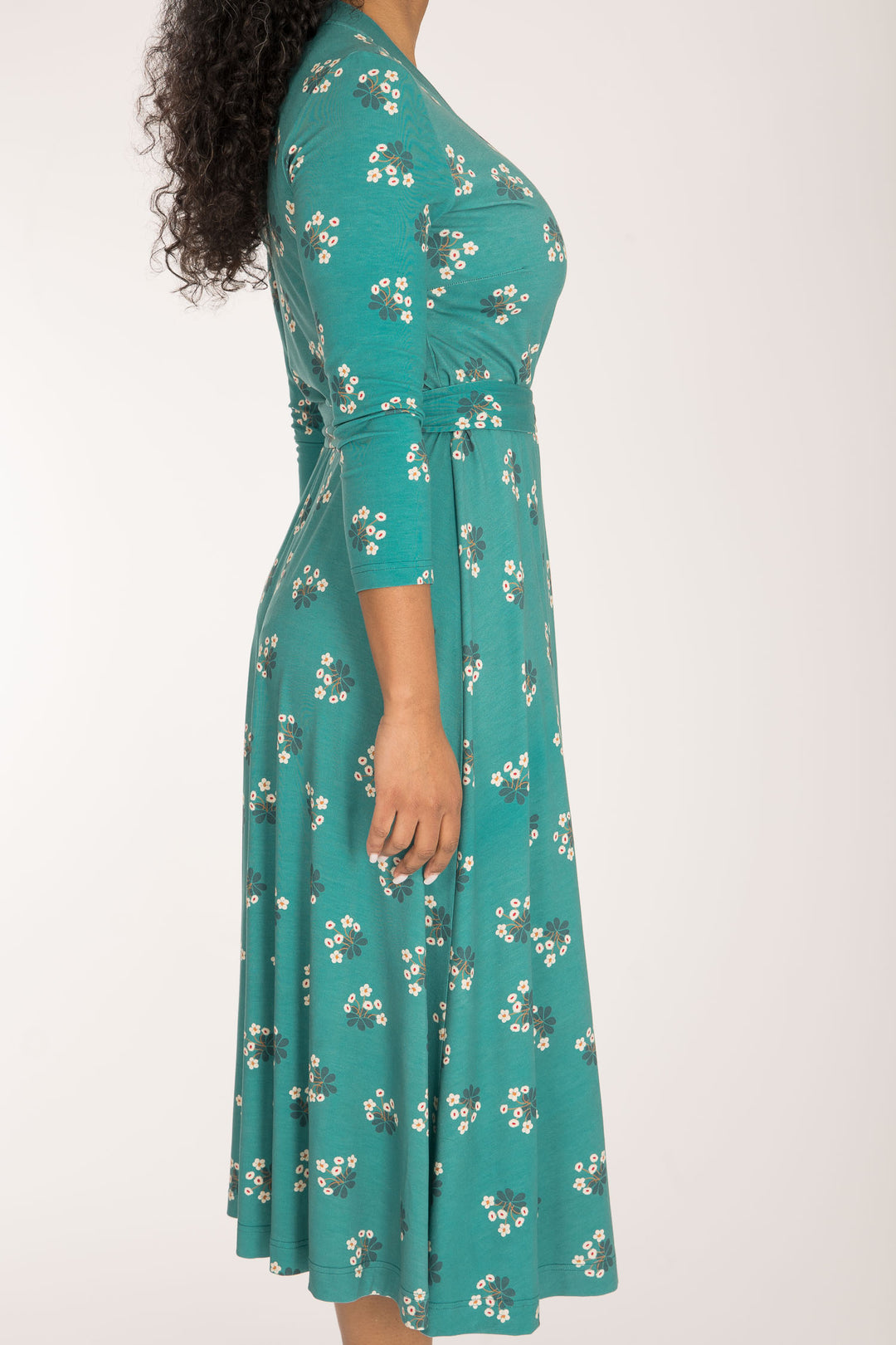 Bestie wrap midi jersey dress - Turquoise
