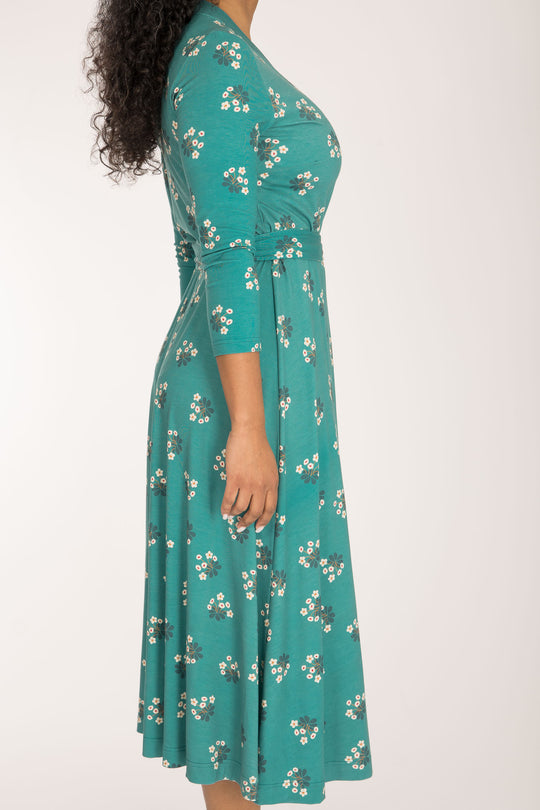Bestie wrap midi jersey dress - Turquoise