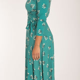 Bestie wrap midi jersey dress - Turquoise
