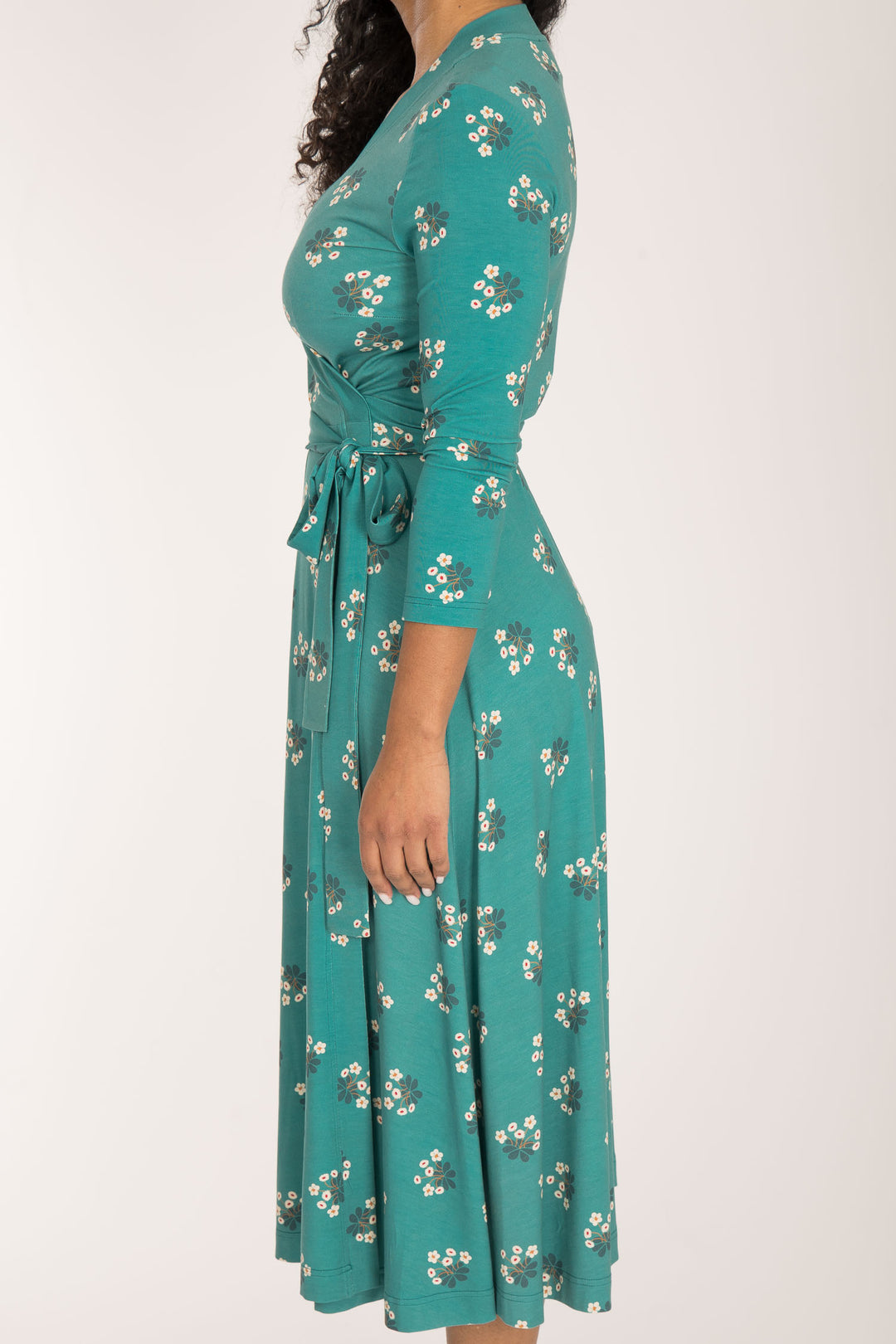 Bestie wrap midi jersey dress - Turquoise