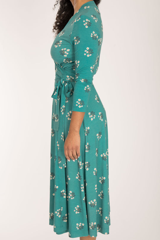 Bestie wrap midi jersey dress - Turquoise