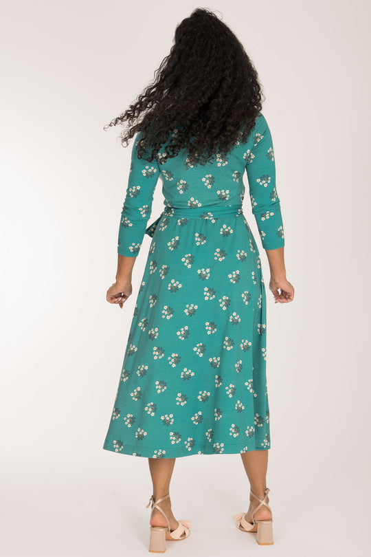 Bestie wrap midi jersey dress - Turquoise