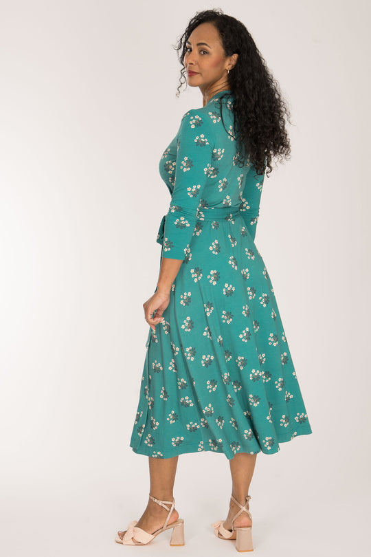 Bestie wrap midi jersey dress - Turquoise