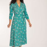 Bestie wrap midi jersey dress - Turquoise