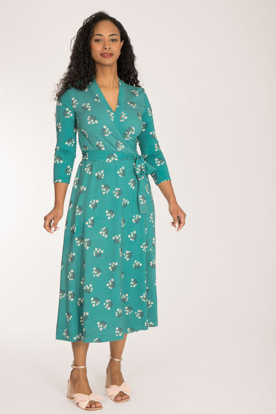 Bestie wrap midi jersey dress - Turquoise