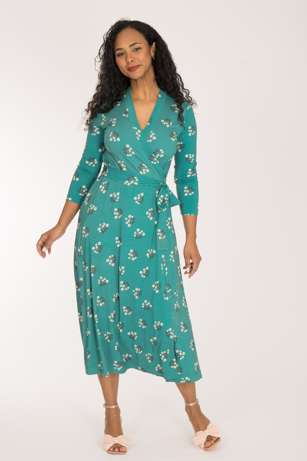 Bestie wrap midi jersey dress - Turquoise