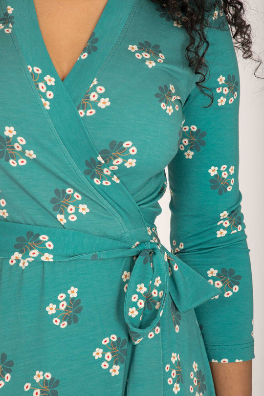 Bestie wrap midi jersey dress - Turquoise