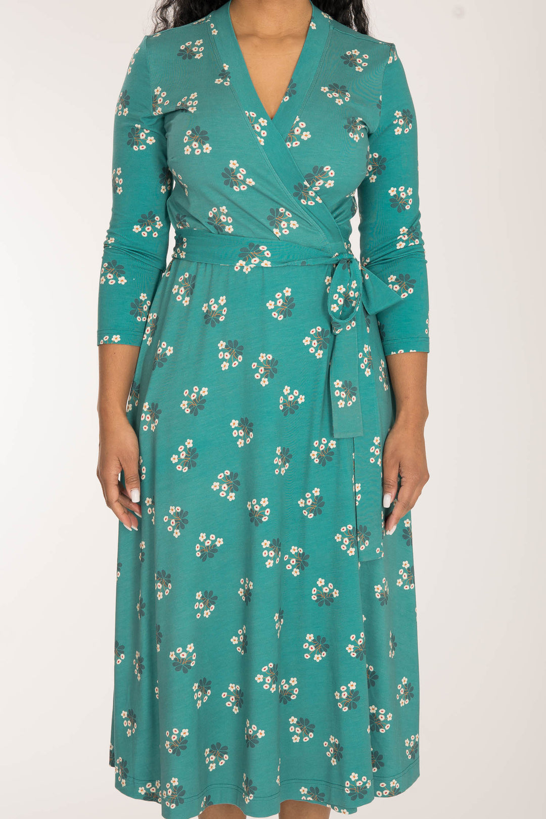 Bestie wrap midi jersey dress - Turquoise
