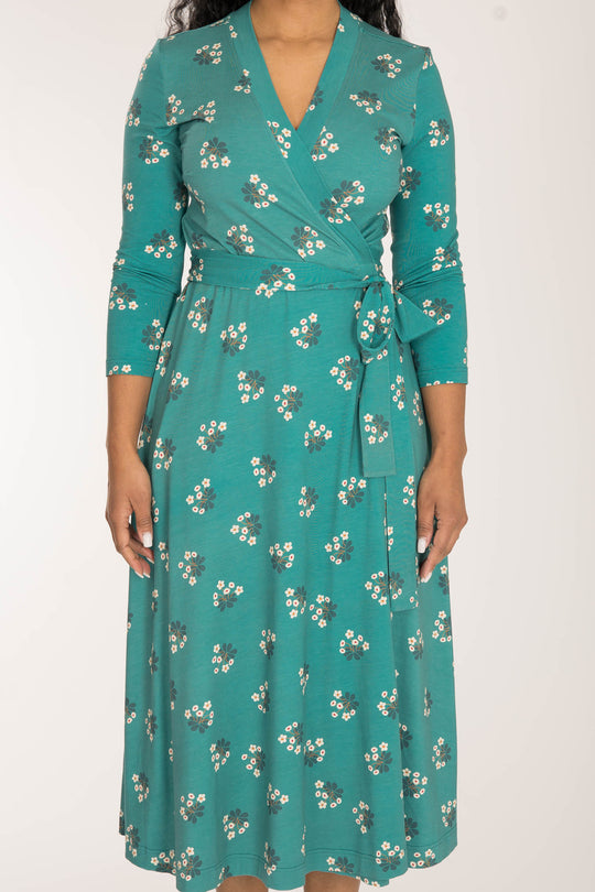 Bestie wrap midi jersey dress - Turquoise