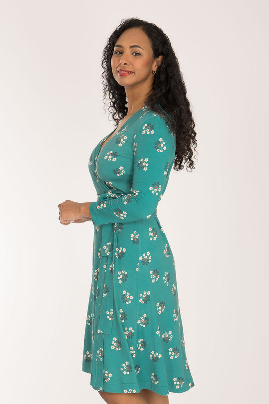 Bestie wrap short jersey dress - Turquoise