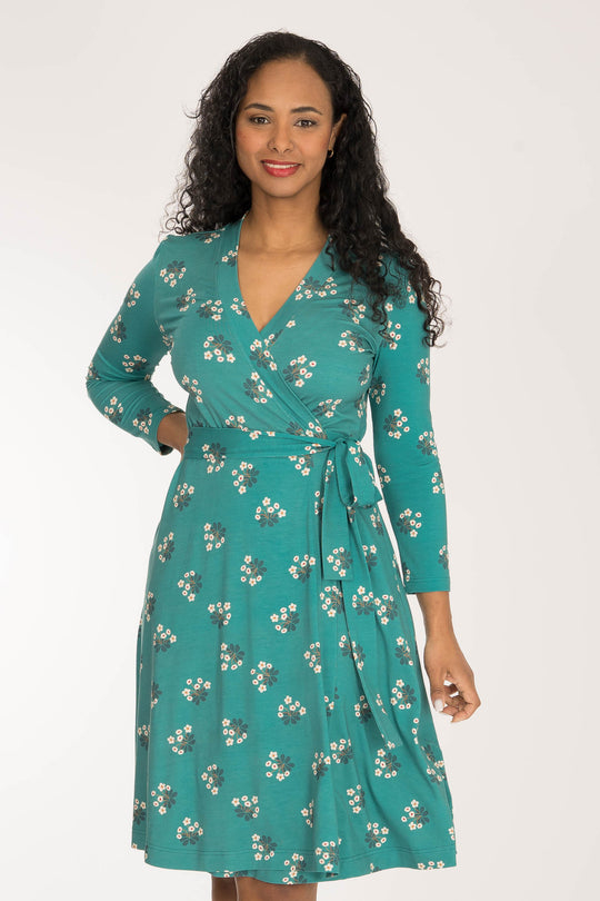 Bestie wrap short jersey dress - Turquoise