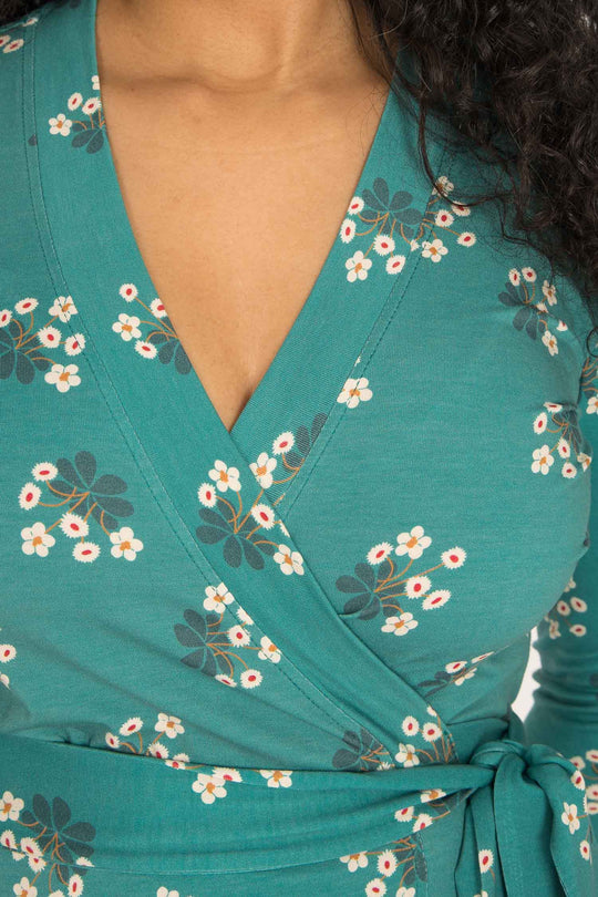 Bestie wrap short jersey dress - Turquoise