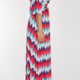 Knot draped maxi jersey dress - Blue-Pink