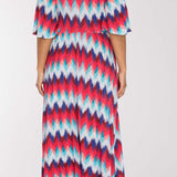 Knot draped maxi jersey dress - Blue-Pink