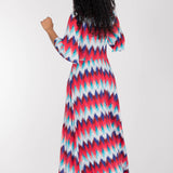 Knot draped maxi jersey dress - Blue-Pink