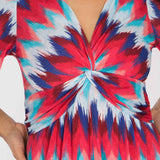 Knot draped maxi jersey dress - Blue-Pink