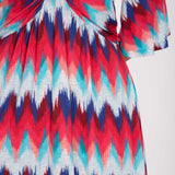 Knot draped maxi jersey dress - Blue-Pink