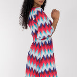 Knot draped short jersey dress - Blue-Pink