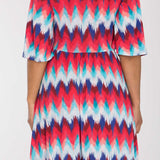 Knot draped short jersey dress - Blue-Pink