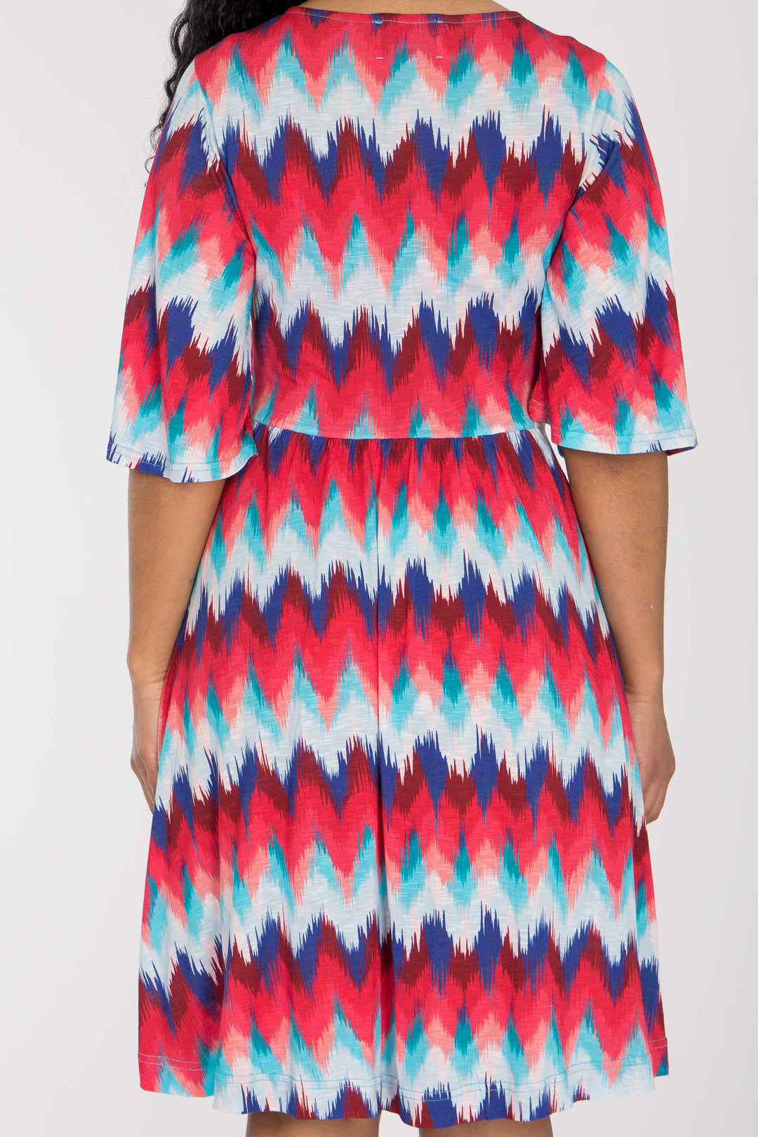 Knot draped short jersey dress - Blue-Pink
