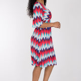 Knot draped short jersey dress - Blue-Pink