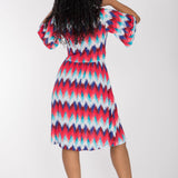 Knot draped short jersey dress - Blue-Pink