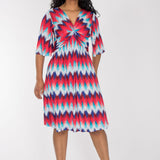 Knot draped short jersey dress - Blue-Pink