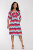 Knot draped short jersey dress - Blue-Pink