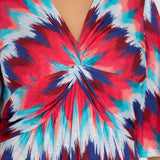 Knot draped short jersey dress - Blue-Pink