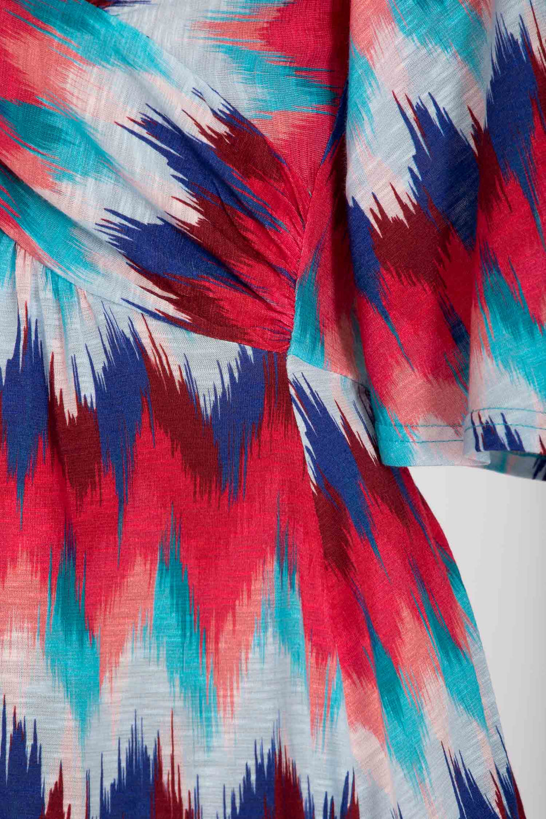 Knot draped short jersey dress - Blue-Pink